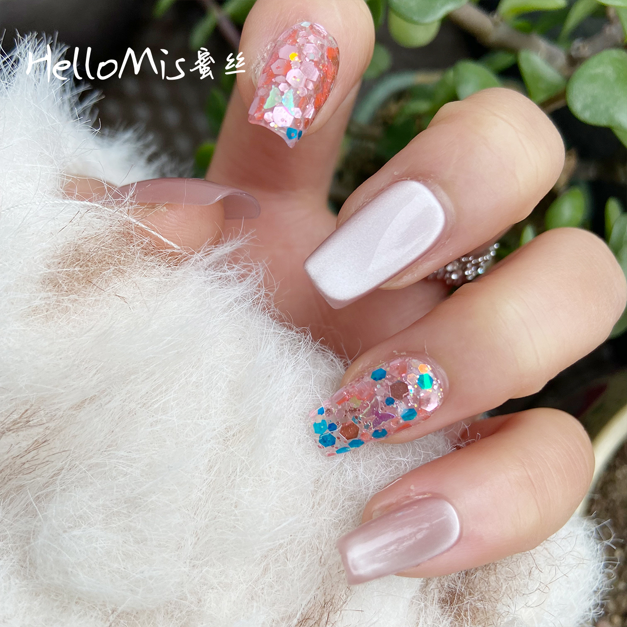 【韩式美甲】亮片美甲穿戴甲爆闪高品质猫眼贴亮片显白高级008-010