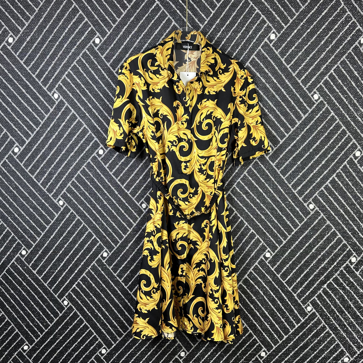 99新 VERSACE/范思哲 经典巴洛克花纹连衣裙/38码/18149
