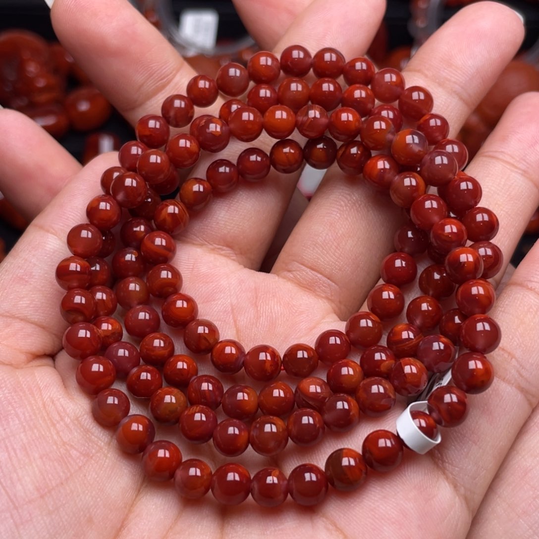 南红玛瑙未镶嵌珠宝奇石多圈6mm