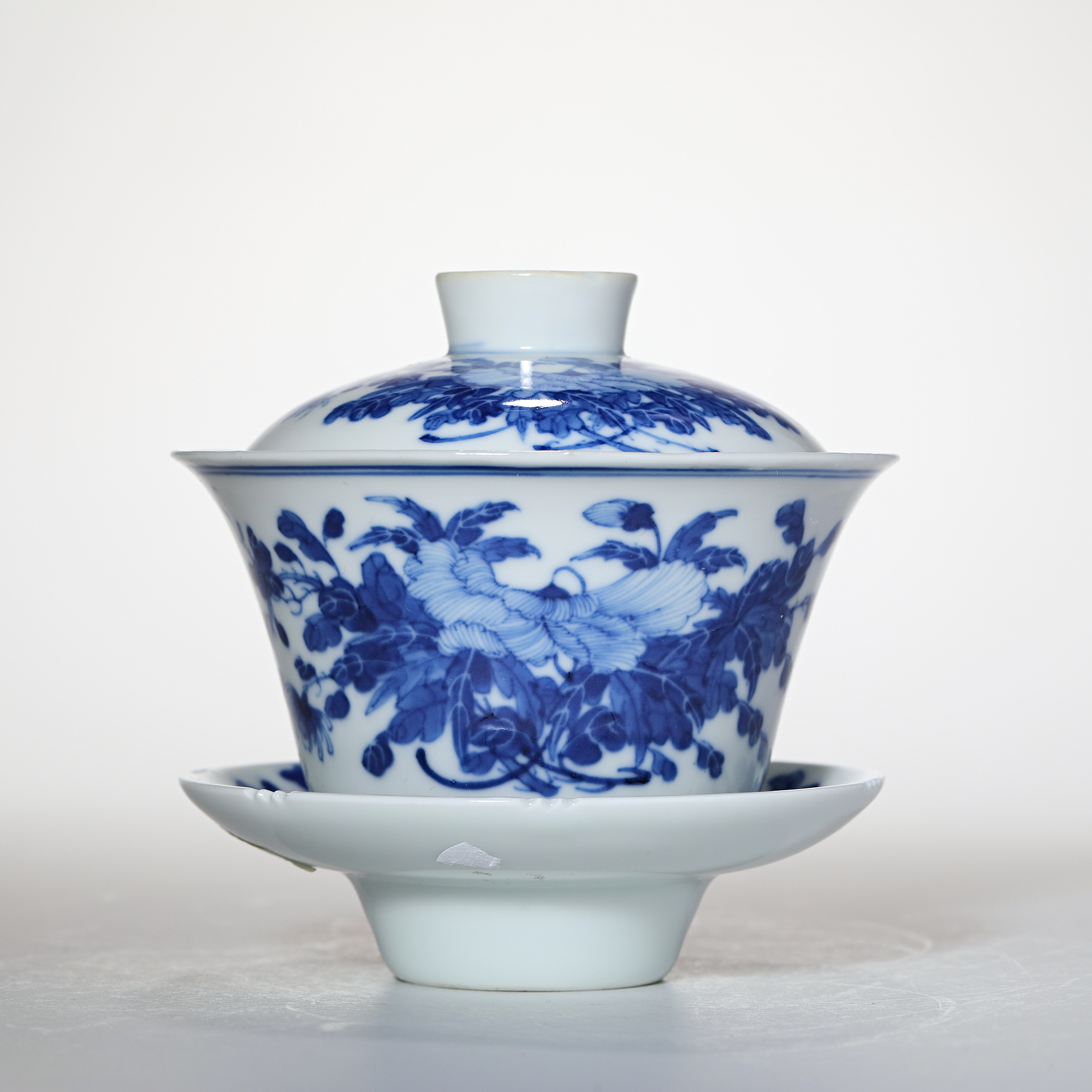 【预展专用】2626清光绪·青花花卉纹三才盖碗一套【古董拍卖】