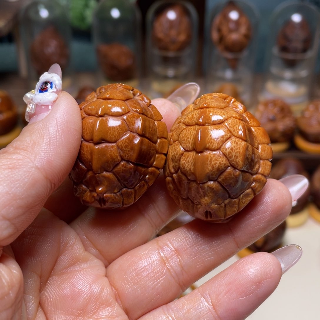 橄榄核吊坠富甲一对小尺寸