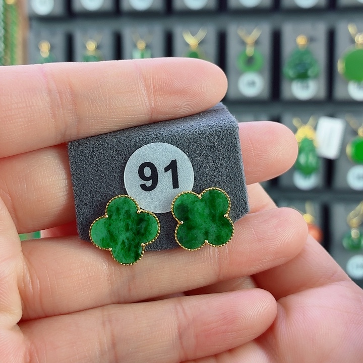 翡翠18K金镶嵌耳饰耳饰