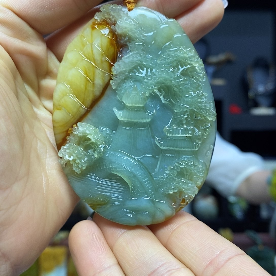 岫玉未镶嵌挂件吊坠