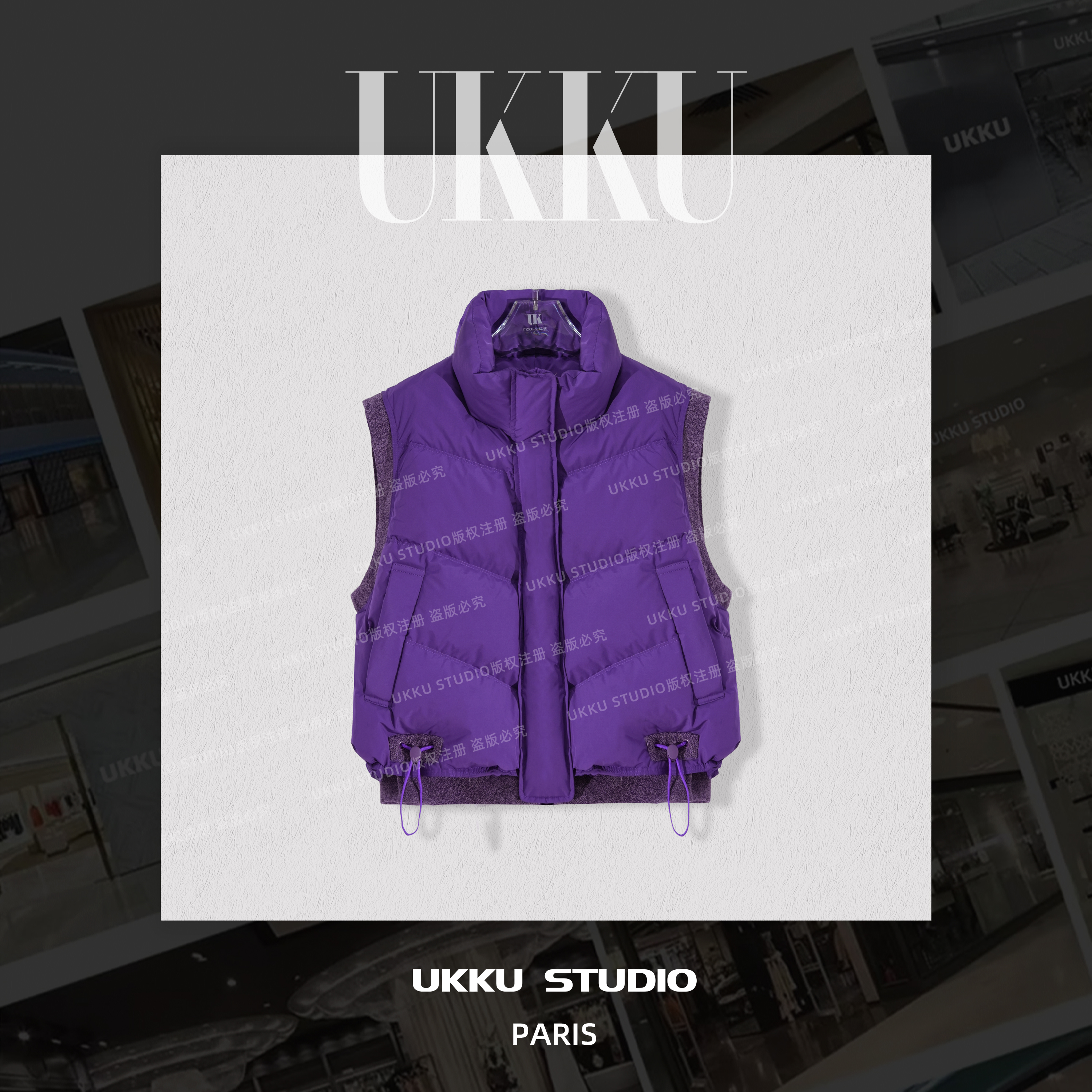 小牛【UKKUSTUDIO】秋冬新款小众设计感保暖马夹外套羽绒服915019