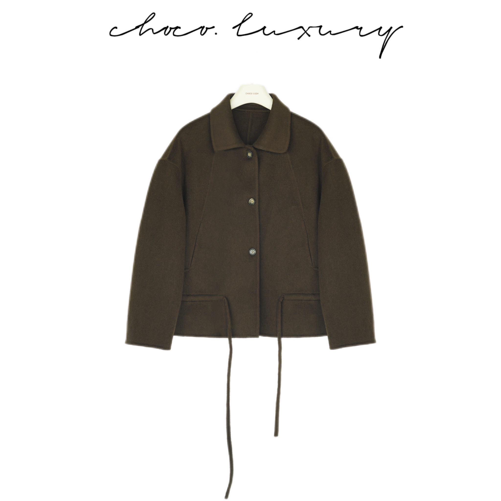 CHOCO【欧尼】100%羊毛 收藏系列 下摆抽绳双面呢 D3393