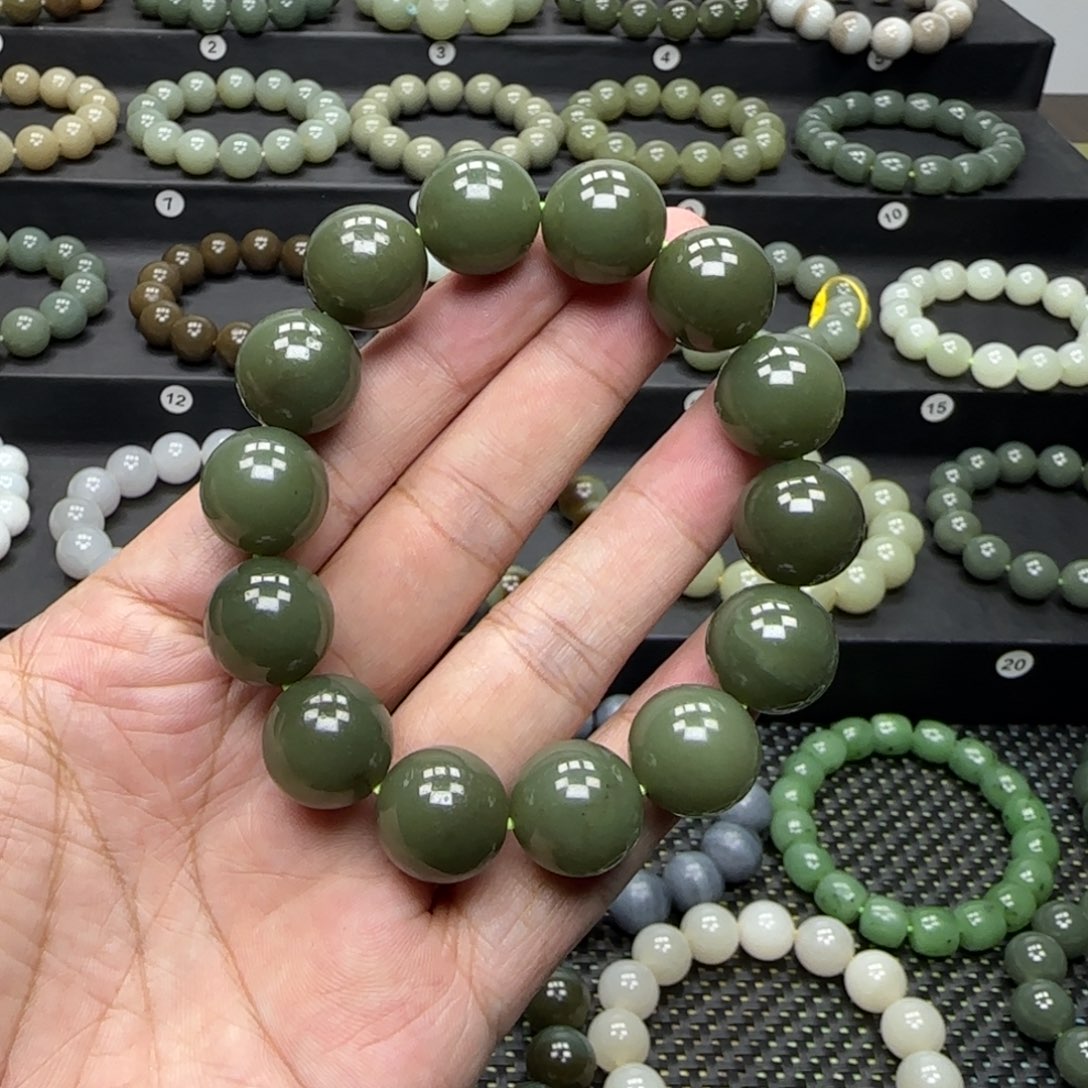 和田玉手链未镶嵌青黄口