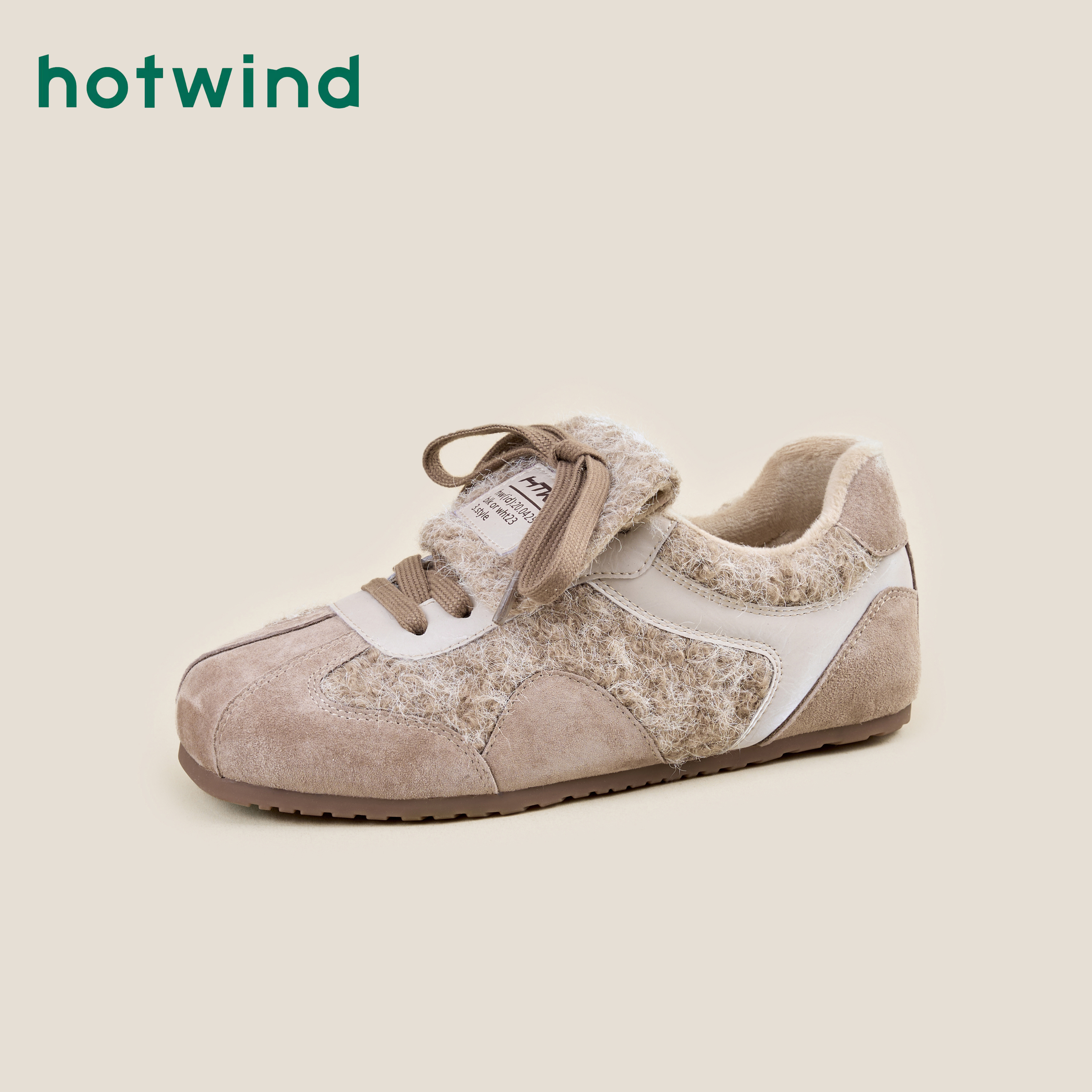 Hotwind/热风2025冬季时尚休闲鞋平底舒适保暖新款德训鞋女