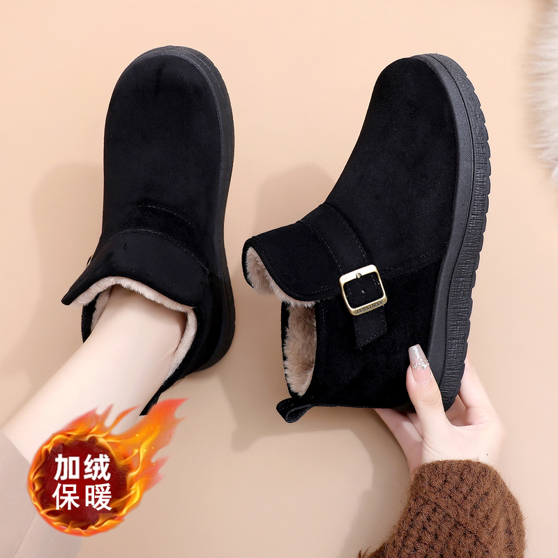 冬季时尚雪地靴女厚底舒适老北京布鞋女妈妈棉靴加绒加厚保暖棉鞋