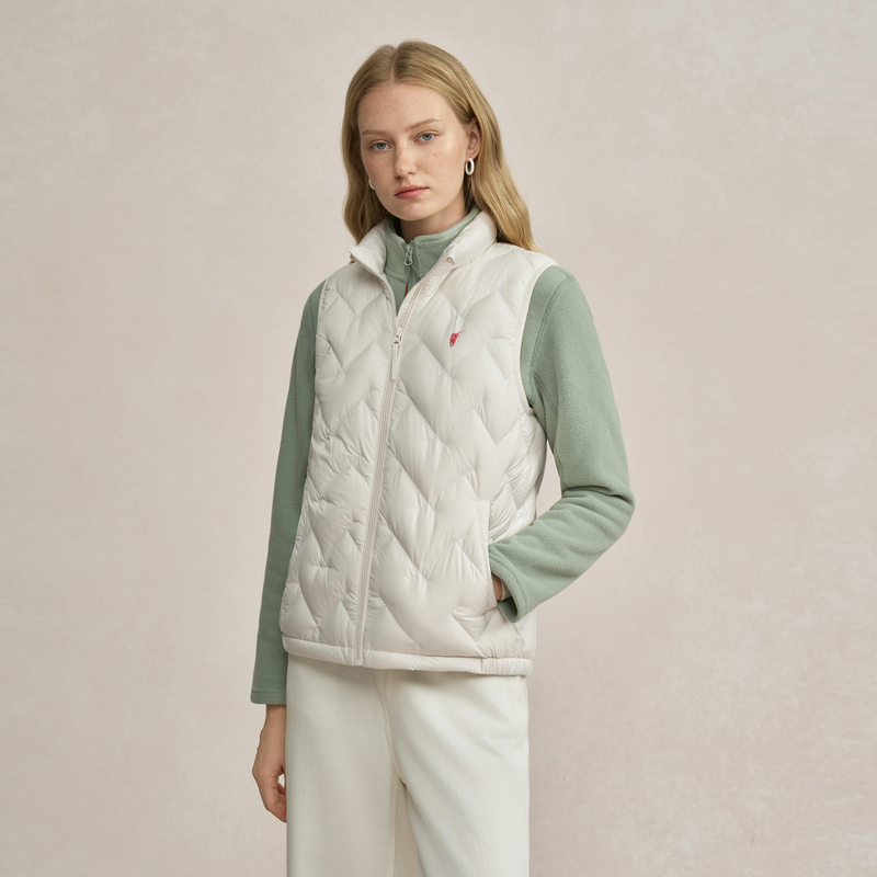 POLOWALK女士冬季新款羽绒马甲背心立领纯色简约外套AH1W44400011