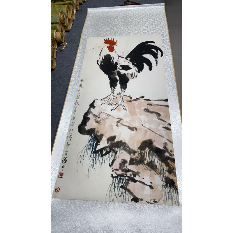 墨韵文化 徐悲鸿 《雄鸡图》165*60 博物馆级居家软装挂画 高清复刻