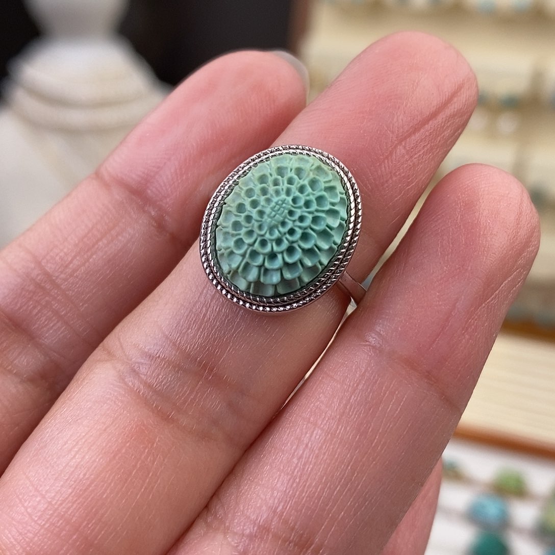 绿松石戒指银S925镶嵌