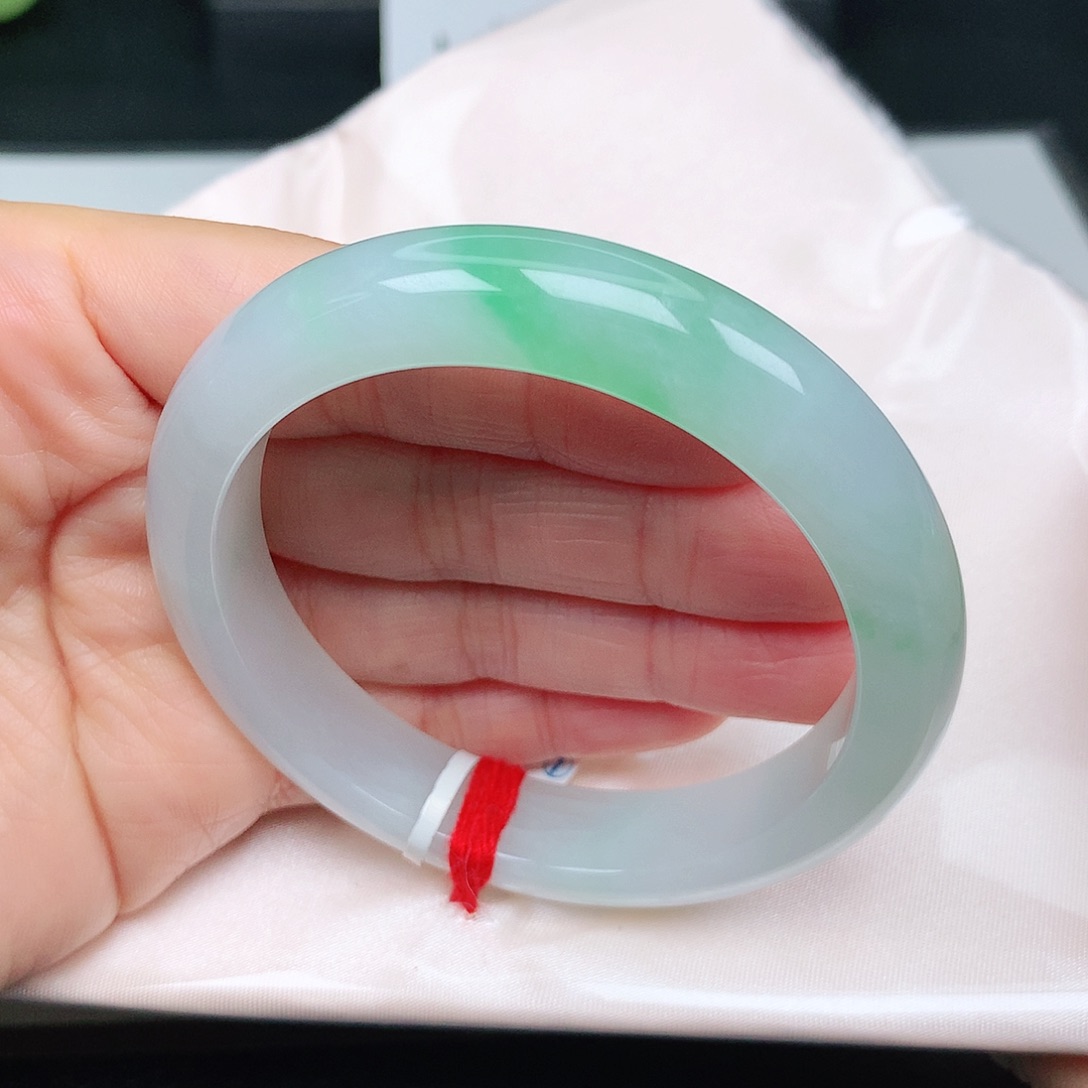 未镶嵌手镯翡翠冰胶阳绿新品12