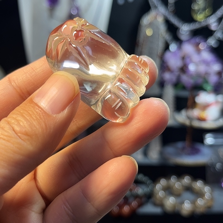 水晶颈饰未镶嵌天然白水晶，知足常乐