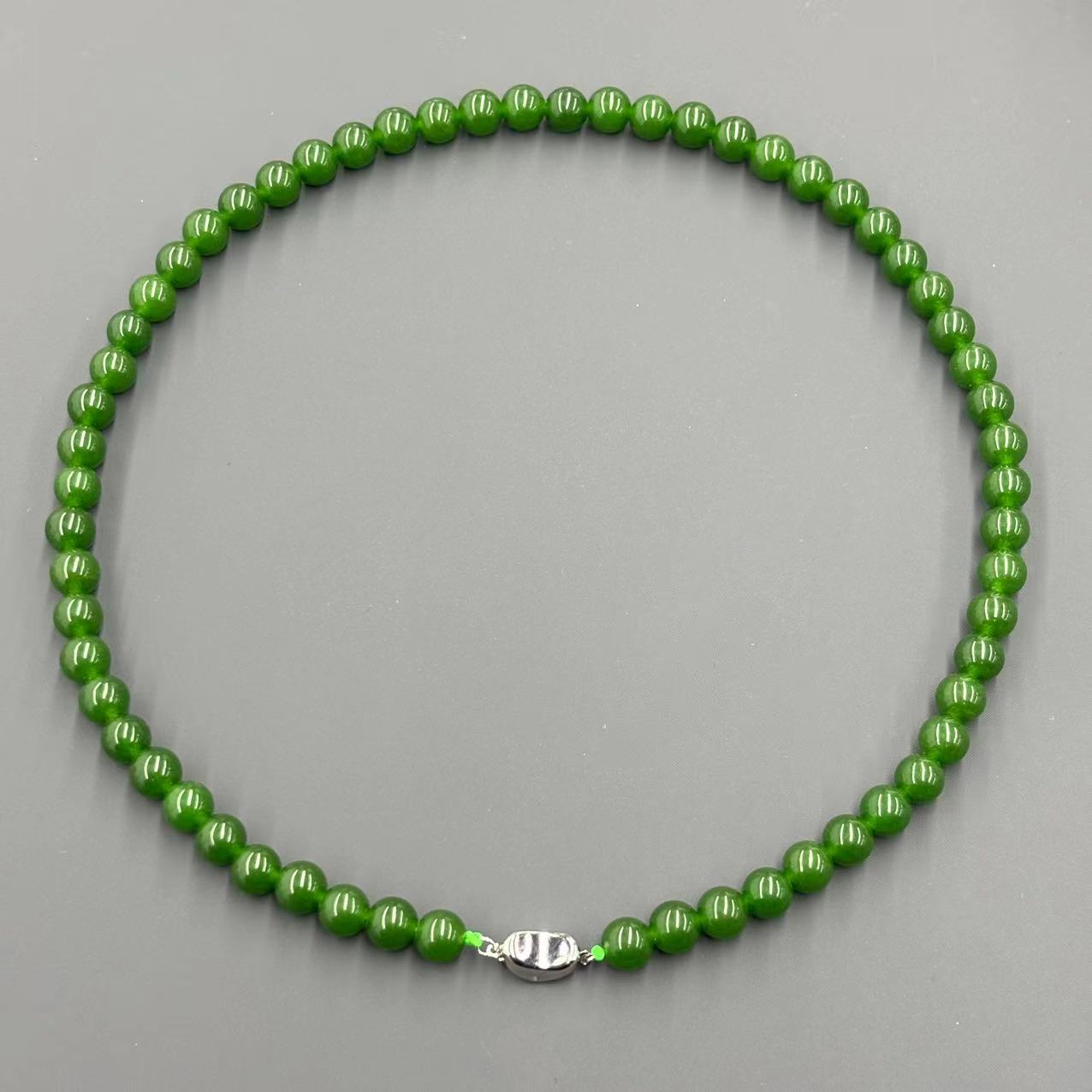 【符老板】x659/x606-国风简约款金宝绿圆珠项链-东陵玉项链-赠礼盒