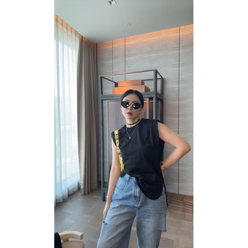 RIRV时髦-"感觉"黑色无袖t恤