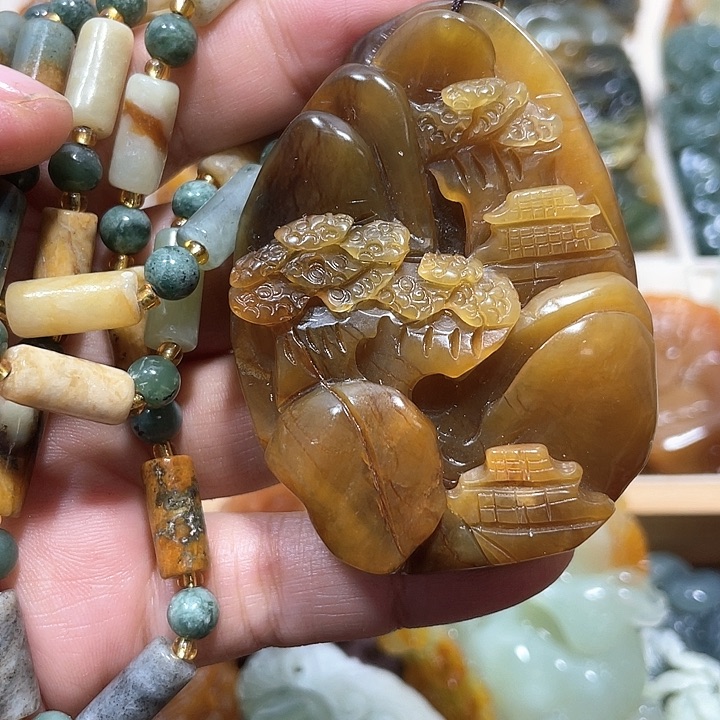 岫玉吊坠(不含链)未镶嵌微瑕