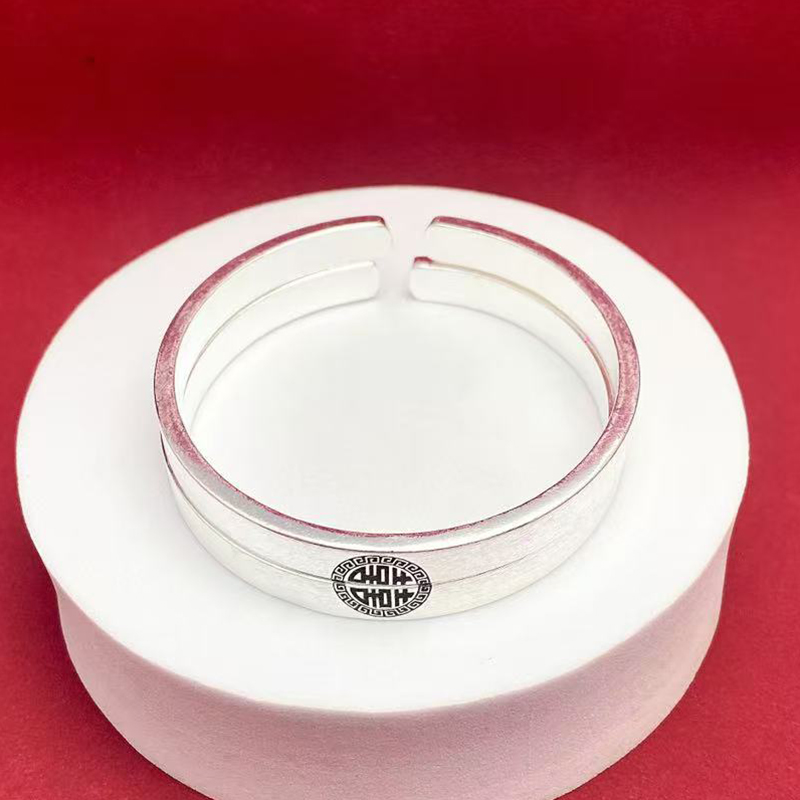 足银手镯  1号链接【开口手镯】足银999.9手镯带证书礼盒包装 