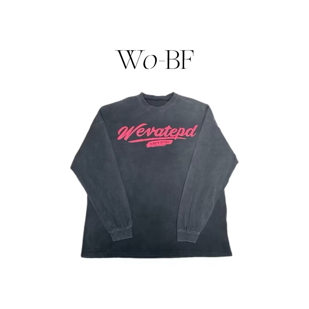 白乌鸦【】跑车字母长袖T恤7125宽松时尚设计师情侣