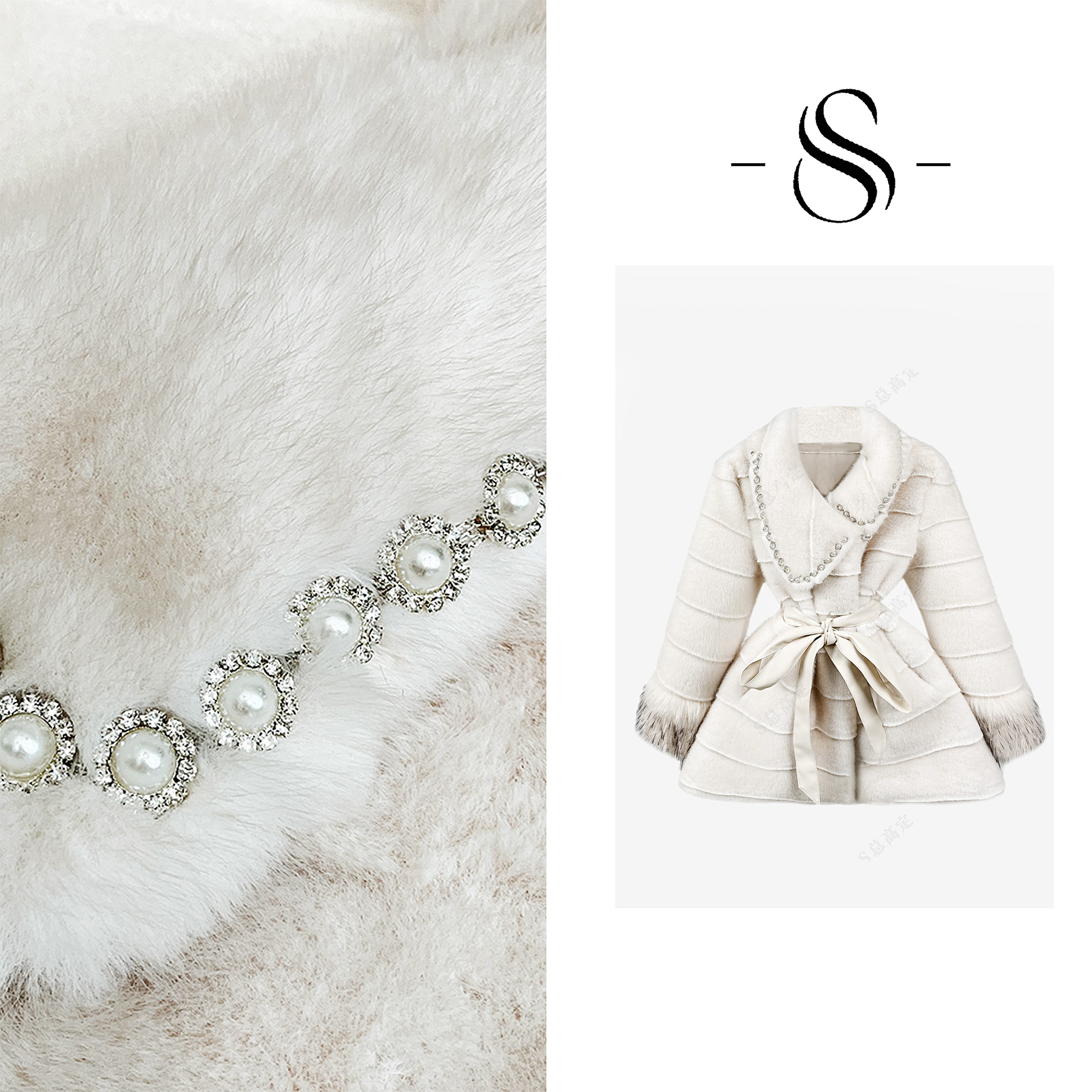 NIMOSHI【倩倩】冬新款法式时尚百搭减龄拼接设计气质短外套D0397