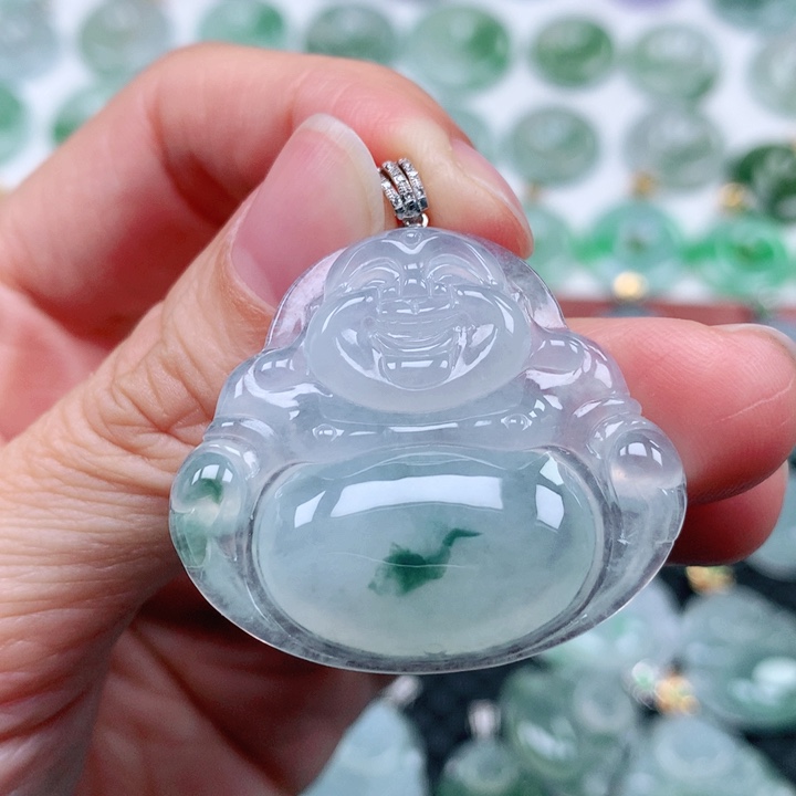 翡翠吊坠(不含链)18K金镶嵌