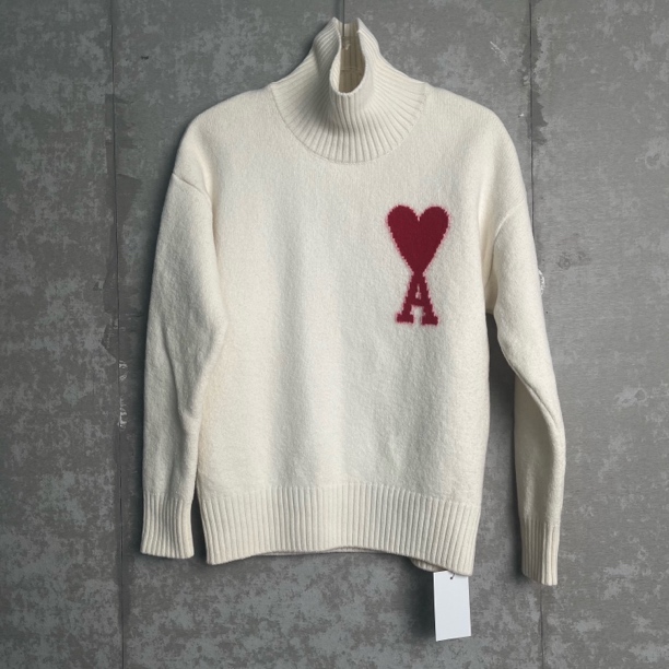未使用 WE11 DONE S*1/ami/高领红色大爱心毛衣/17586/JP