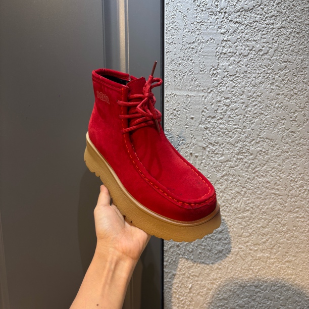 【古再力】6620复古粘胶鞋女低筒马丁靴拼色纯色