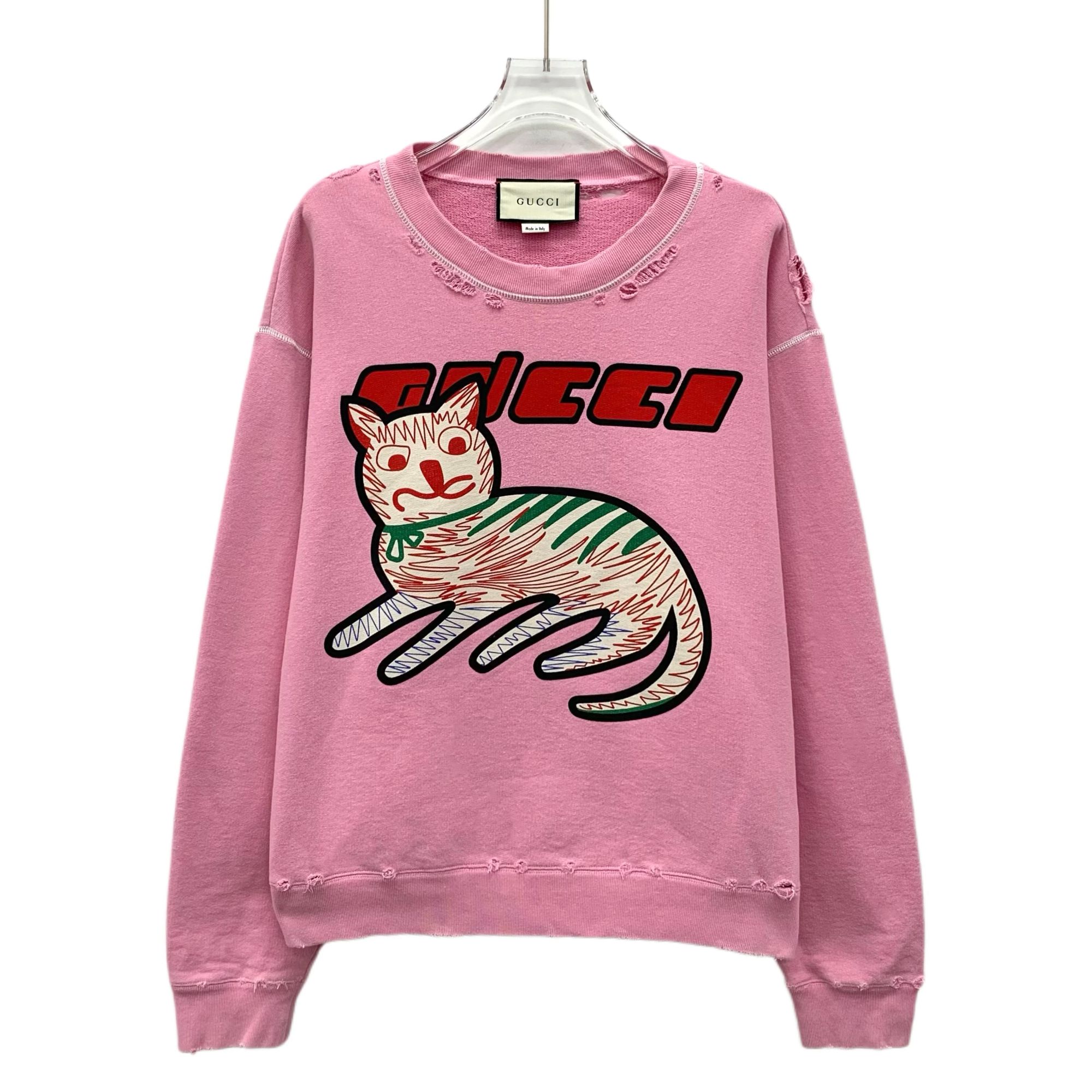 95新 GUCCI/古驰 IW0488 粉色圆领长袖卫衣
