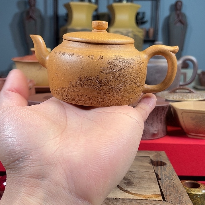 紫砂茶杯君德壶山水微瑕