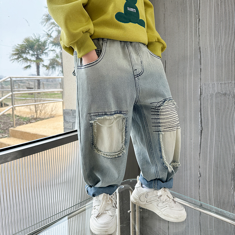 男童牛仔裤春装春秋款裤子2025潮酷宽松牛仔裤KZ251110