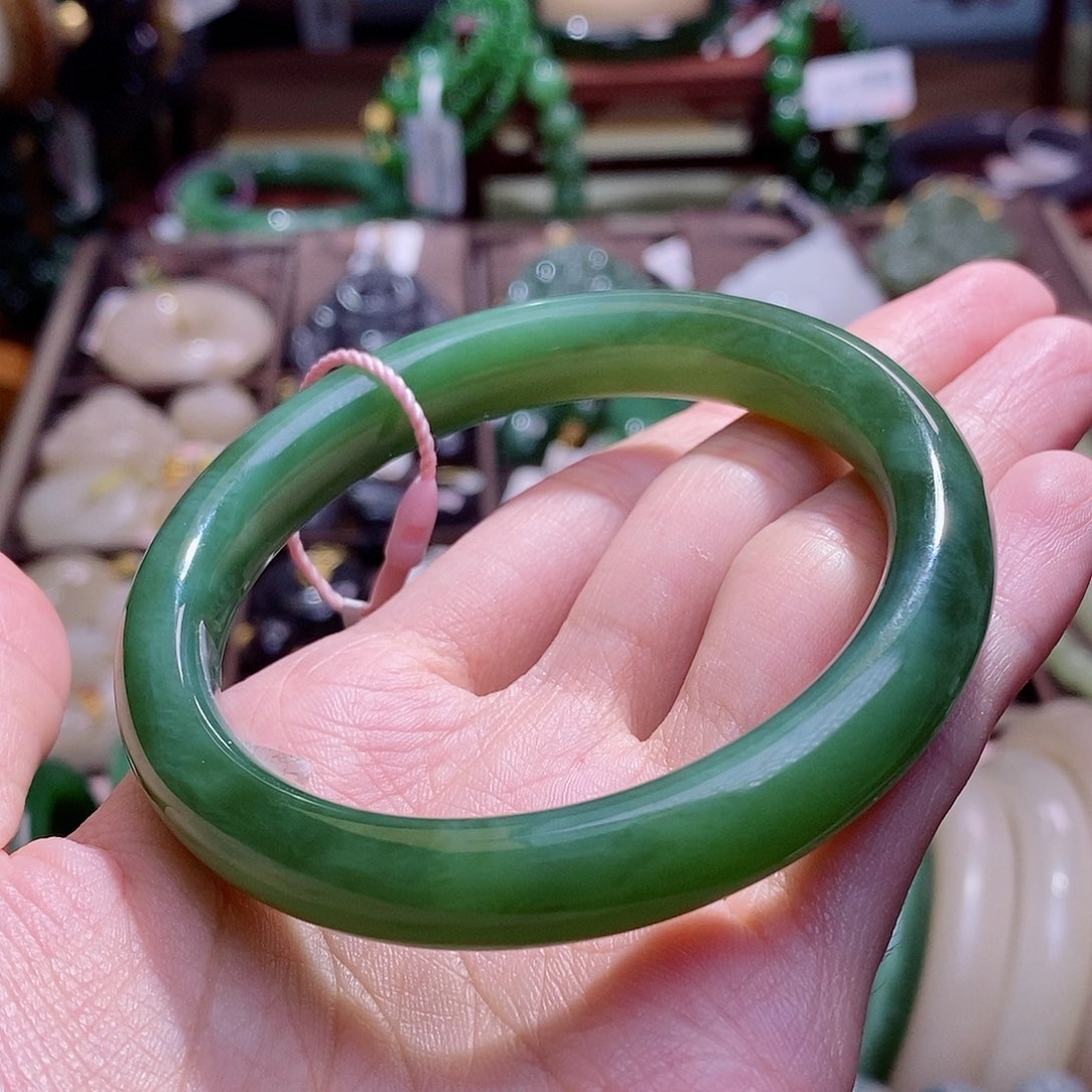 和田玉未镶嵌颈饰碧玉猫眼手镯56圈口