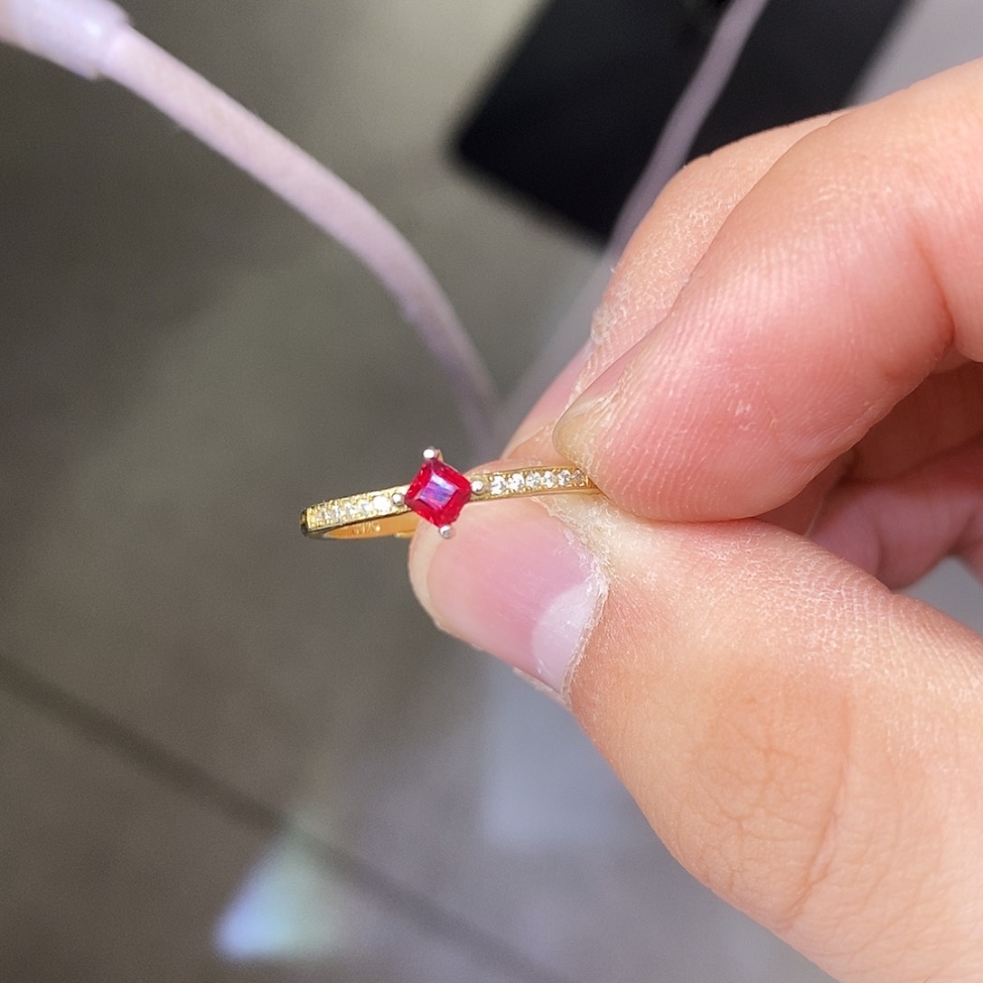 红宝石戒指银S925镶嵌