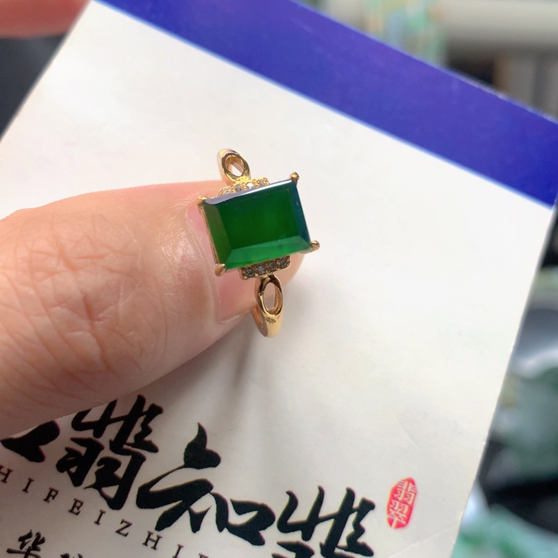 翡翠银S925镶嵌颈饰戒指