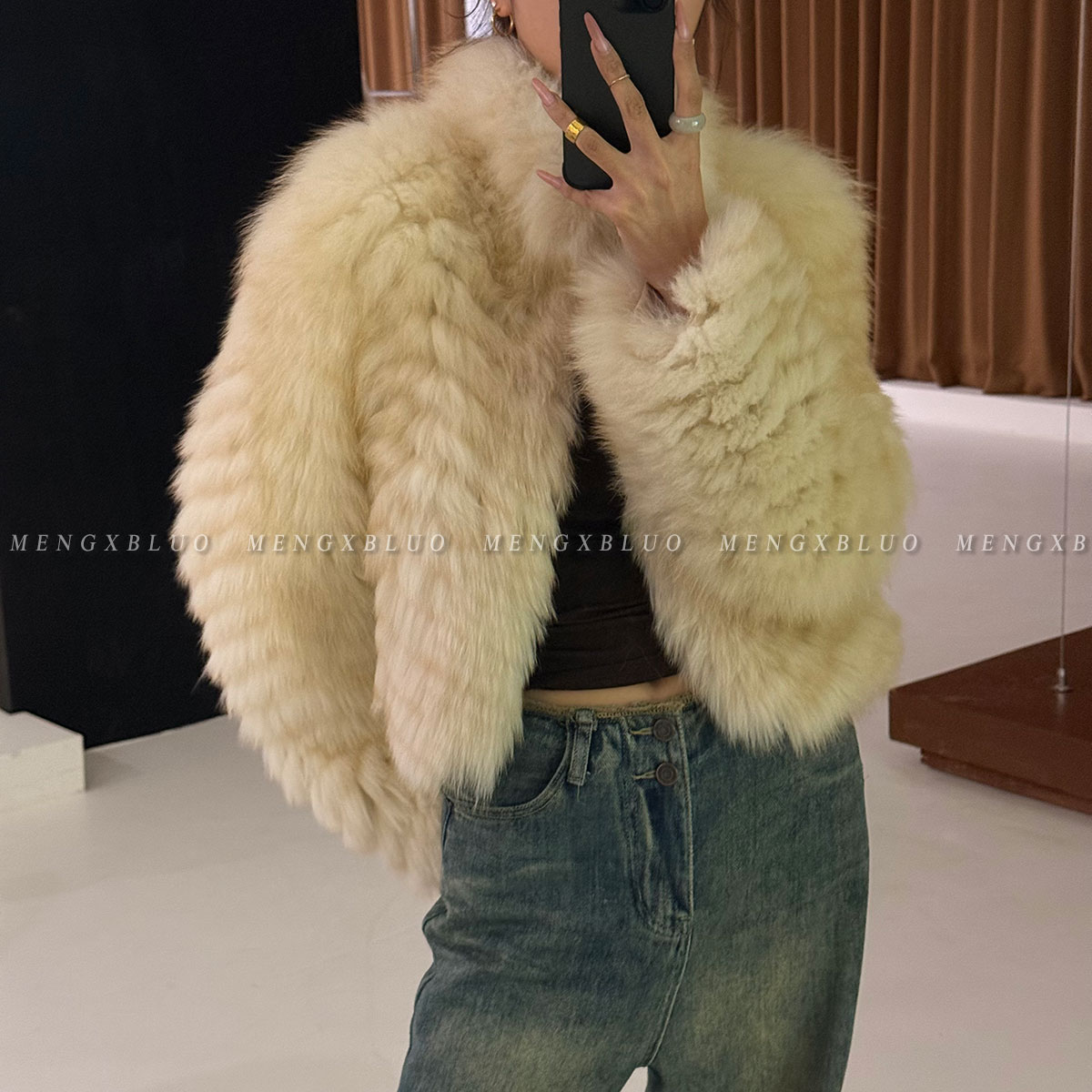 【娇娇女神】梦熙部落M8100新款车条皮草外套软糯狐狸毛女装皮草