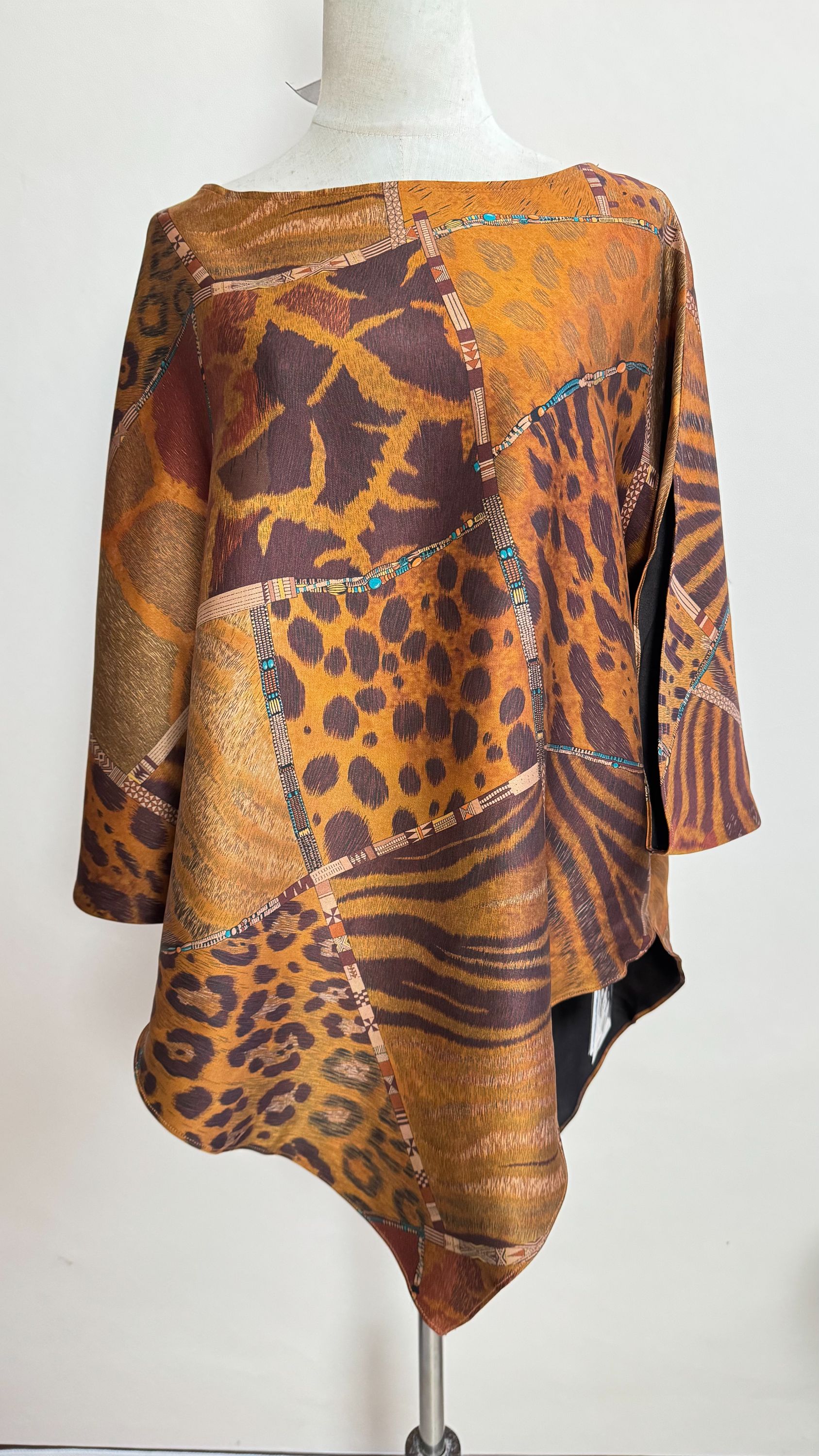 夏季重磅香云纱花纹复古短袖咖色上衣圆领气质时尚百搭RY669208