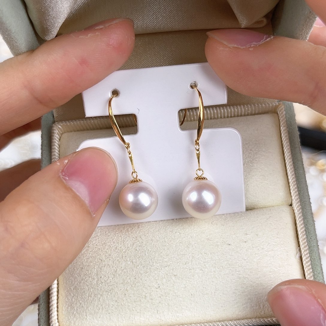 淡水珍珠耳饰18K金镶嵌