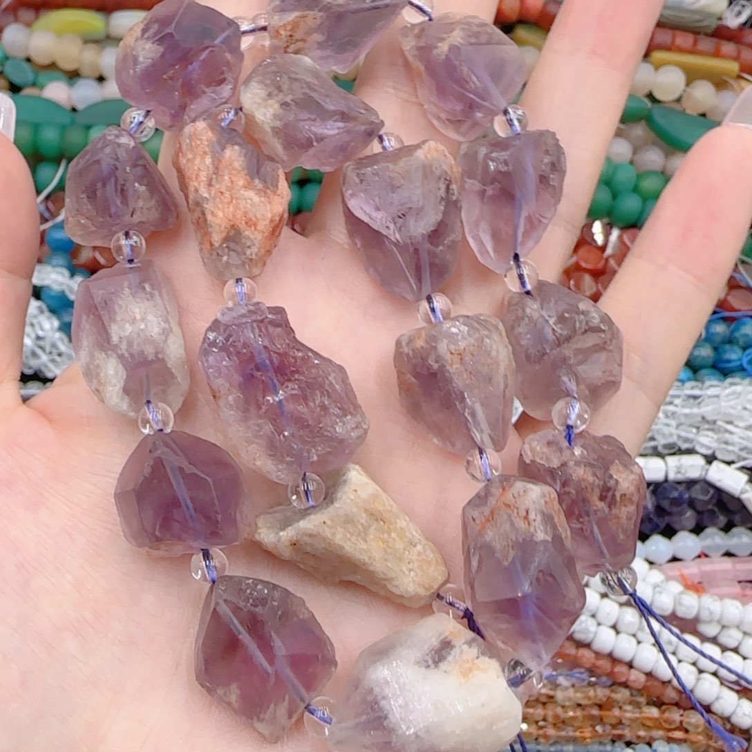 玛瑙/玉髓未镶嵌珠宝半成品紫幽灵原石一条