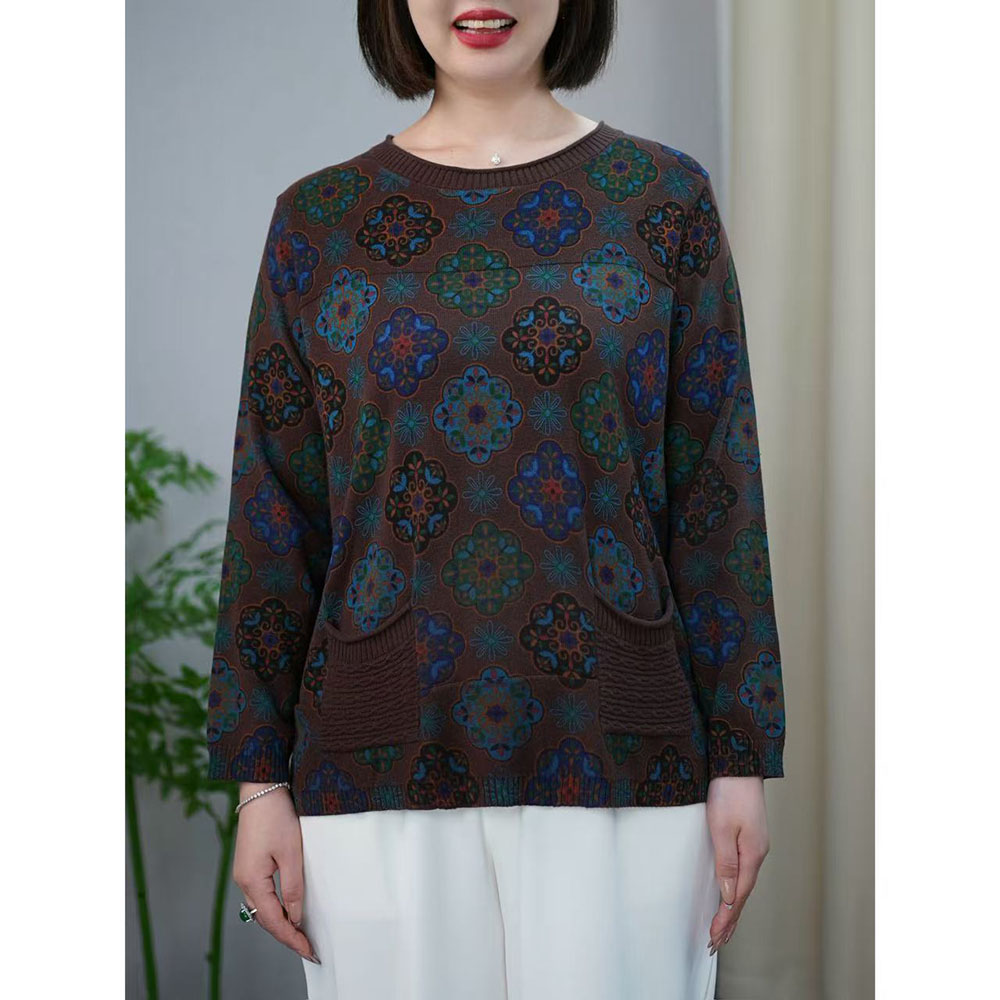 独特漂亮针织衫胖妹妹大码遮肉女装上档次母亲衣服百搭打底衫上衣