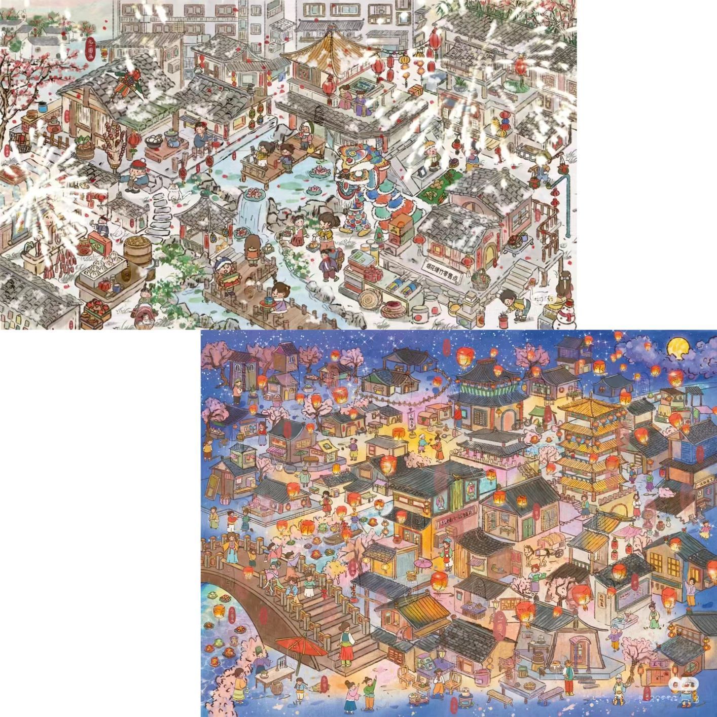 十八印象5.0古风场景新款造景贴纸3D立体微缩场景贴纸手工diy贴画