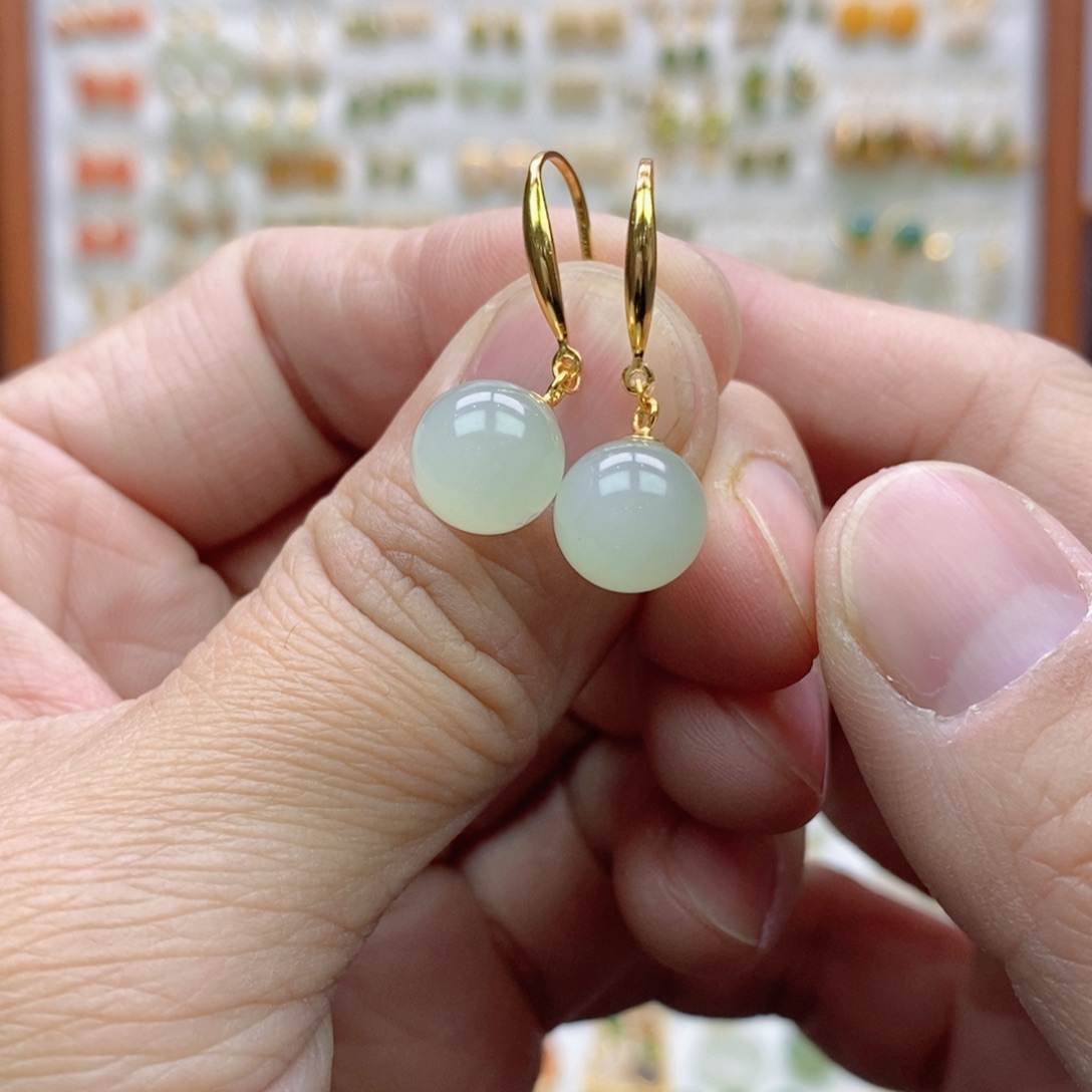 高品质圆10mm银镶耳饰