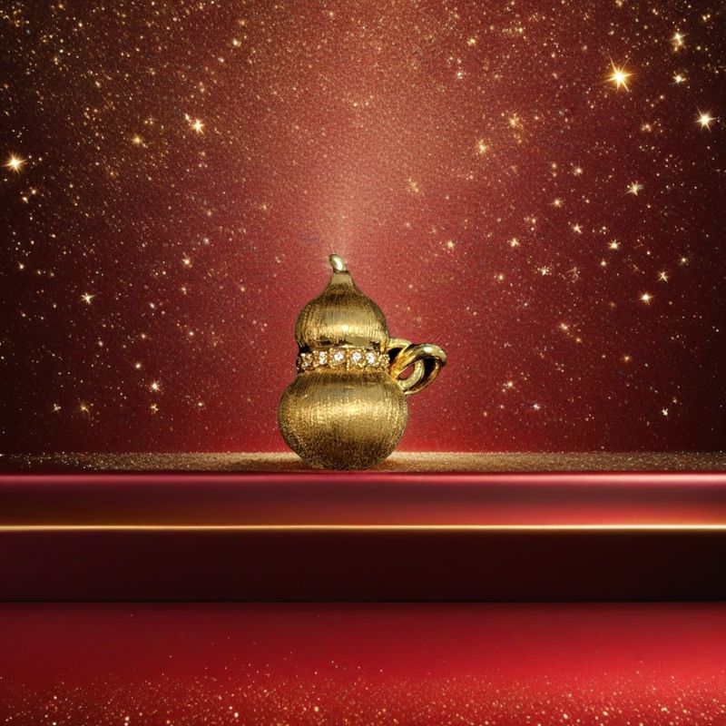 【BZ】18K金莫桑镶嵌拉丝葫芦吊坠 （赠链）