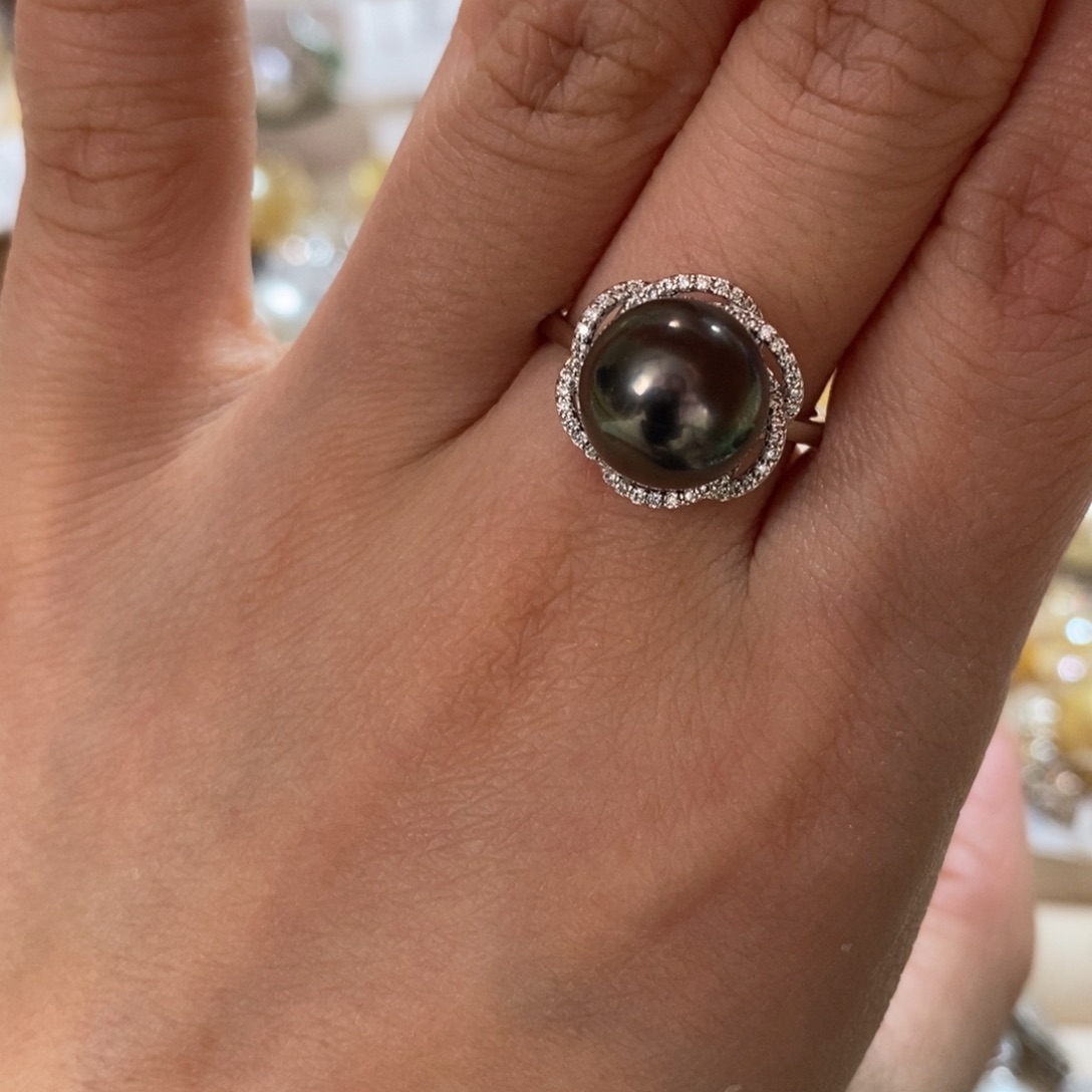 海水珍珠戒圈银S925镶嵌