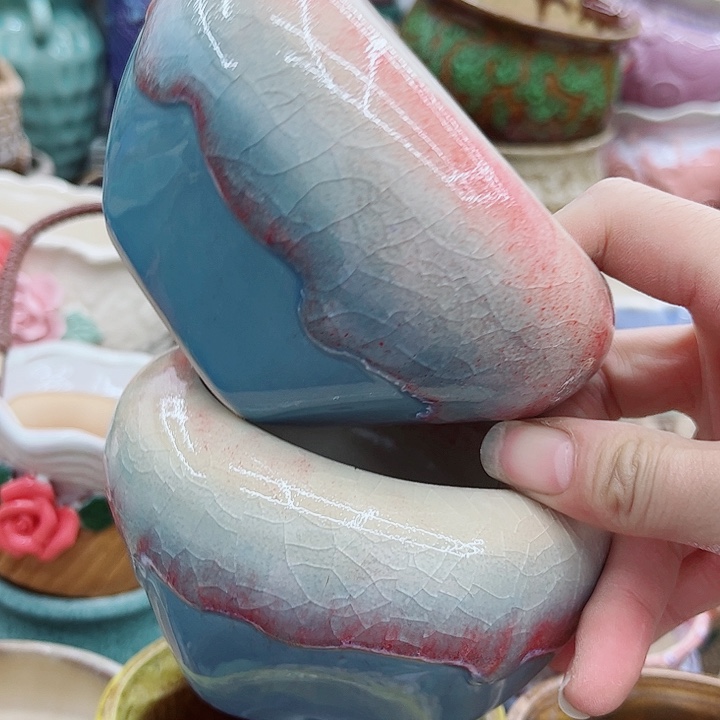 多肉绿植陶瓷花盆9.9包邮，有孔