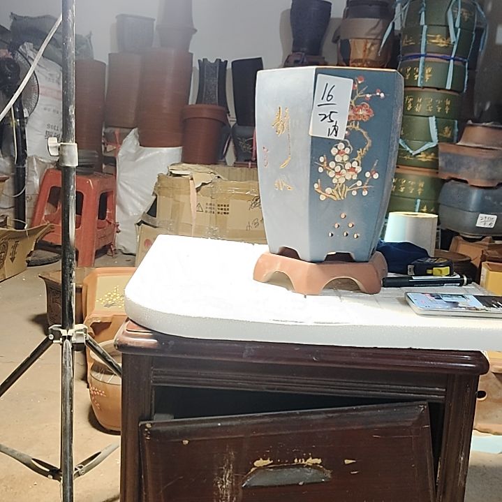 紫砂花盆老桩金弹子盆景盆