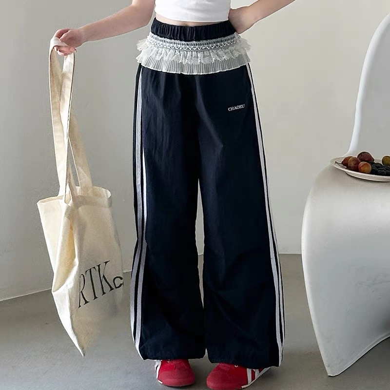 【断码清货】2025夏蕾丝花边拉条速干直筒裤 D373 373 P