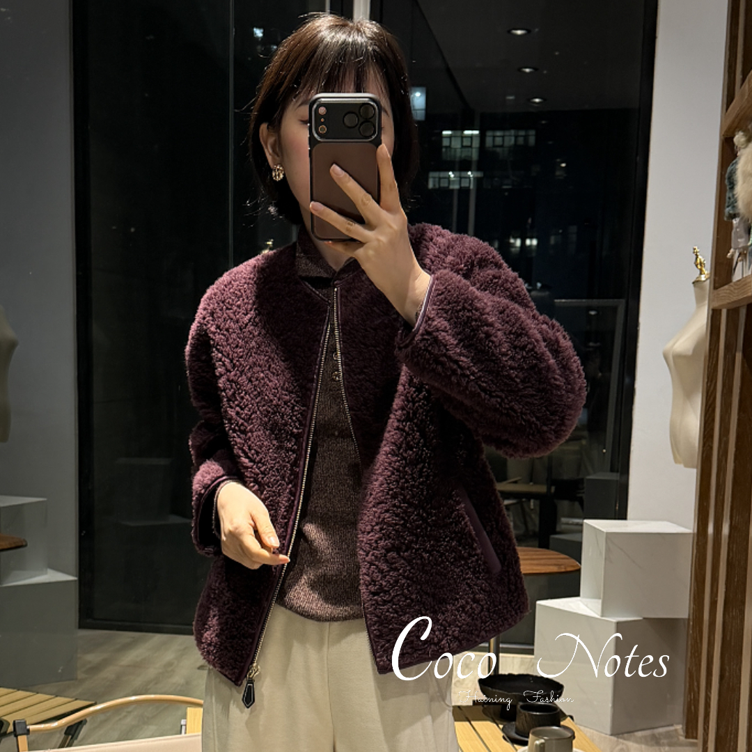 COCO NOTES【暮光】XS26008 秋冬定制紫色圆领保暖羊羔毛女外套