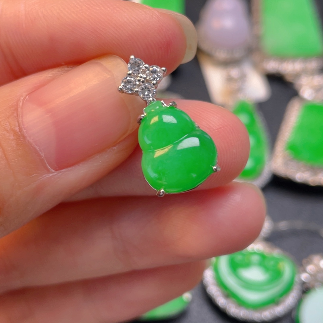 翡翠银S925镶嵌吊坠(不含链)