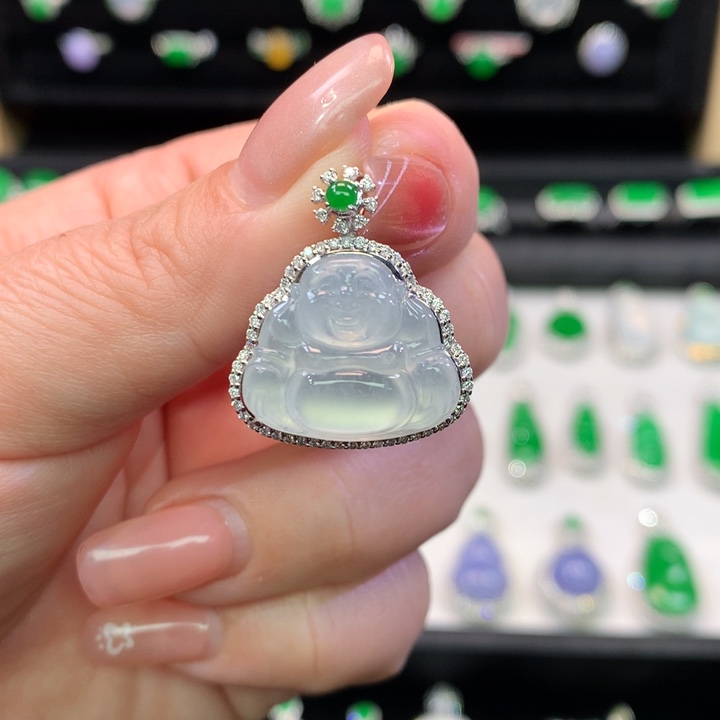 翡翠吊坠(不含链)18K金镶嵌