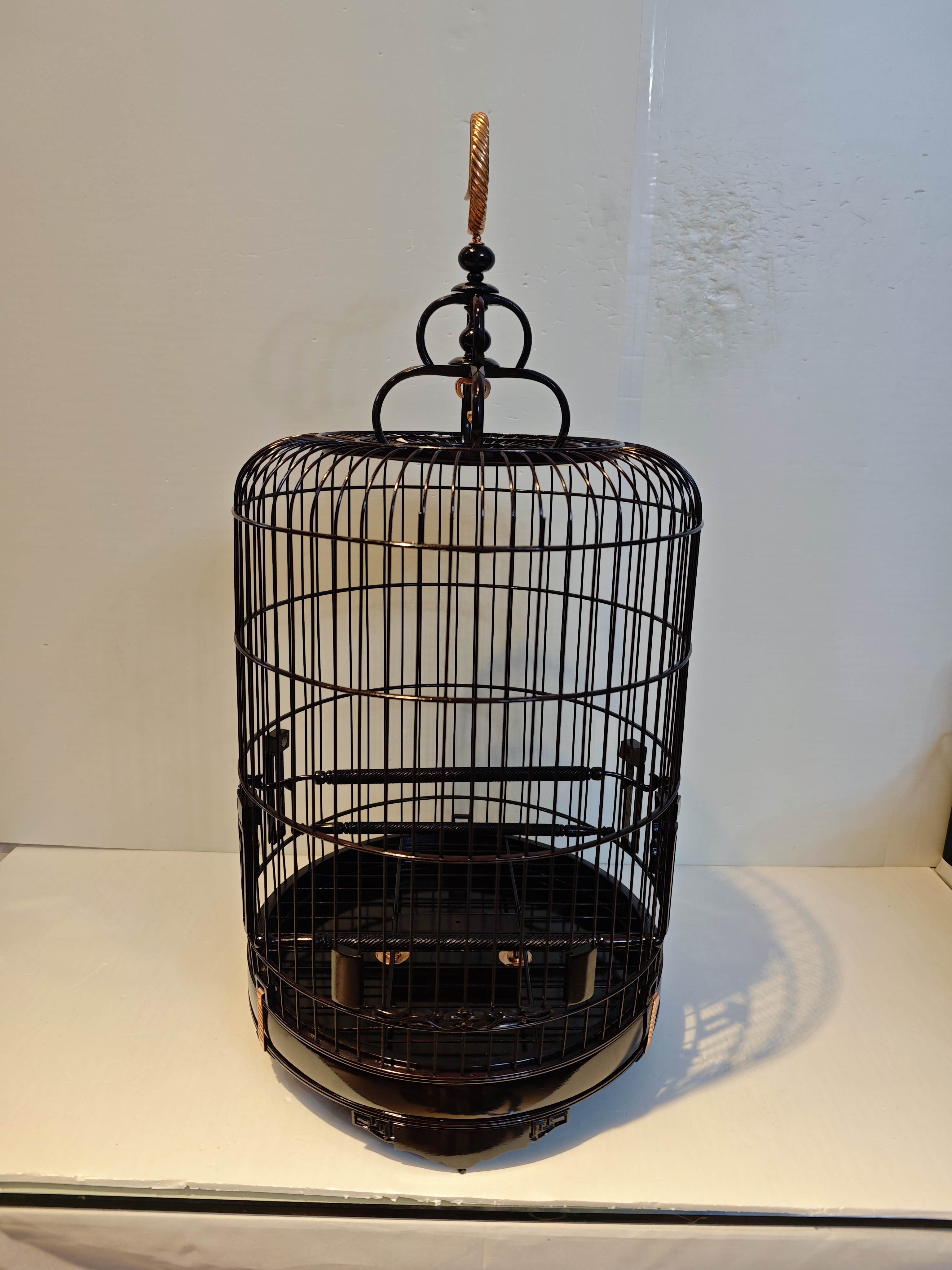 60枝高装杂雀笼蝶翅脚边角万字天然生漆有棚圈有底网杂雀笼子