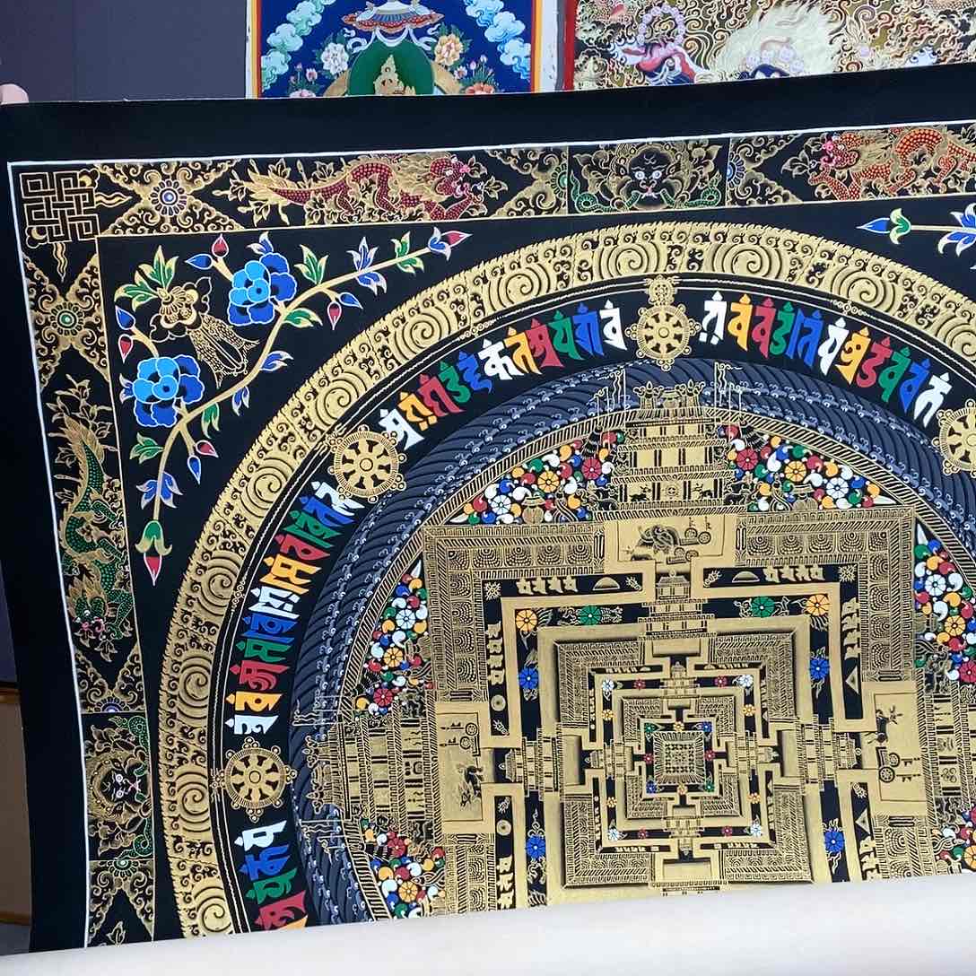 装裱画宇****明尼泊尔手绘唐卡画芯