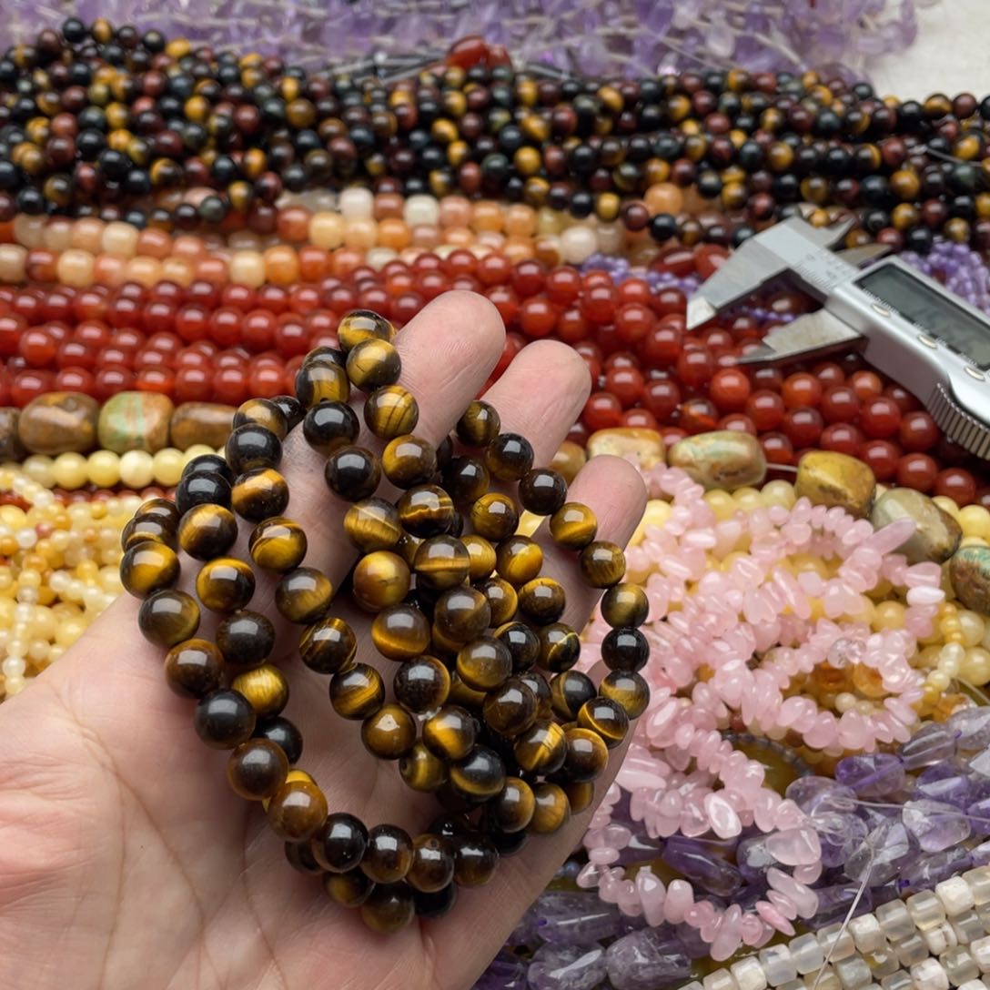 玛瑙/玉髓珠宝半成品未镶嵌一条装8mm黄虎手串